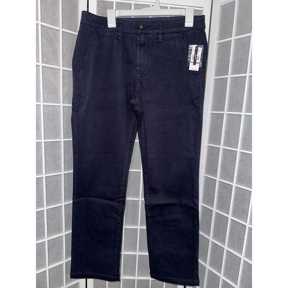 Oak & Rye Mens 32x30 Chino Pants Straight Leg Flat Front Stretch Navy Blue New